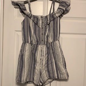 Blue and white striped romper